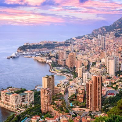 View of  Principality of Monaco at sunrise