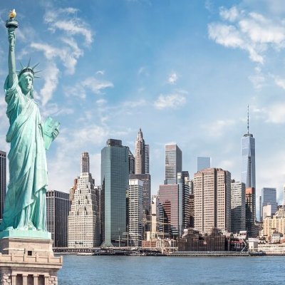 The statue of Liberty, Landmarks of New York City with Manhattan