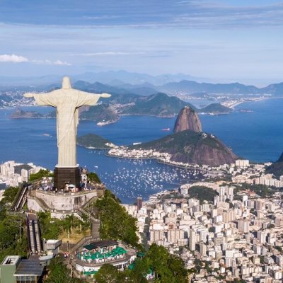 Aerial view of Rio de Janeiro cityscape, Brazil.