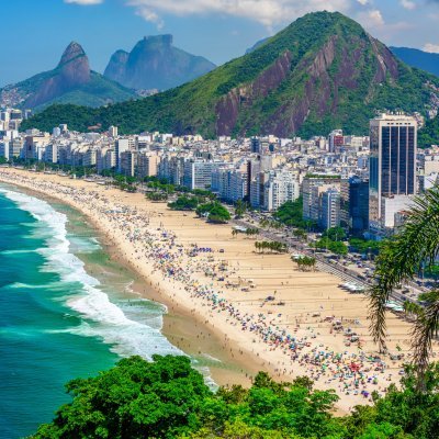 Copacabana beach in Rio de Janeiro, Brazil. Copacabana beach is the most famous beach of Rio de Janeiro, Brazil