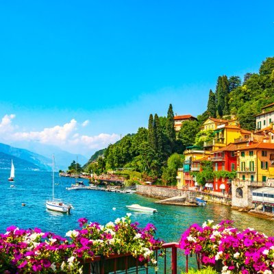 Varenna town in Como lake district. Italian traditional lake village. Italy, Europe.